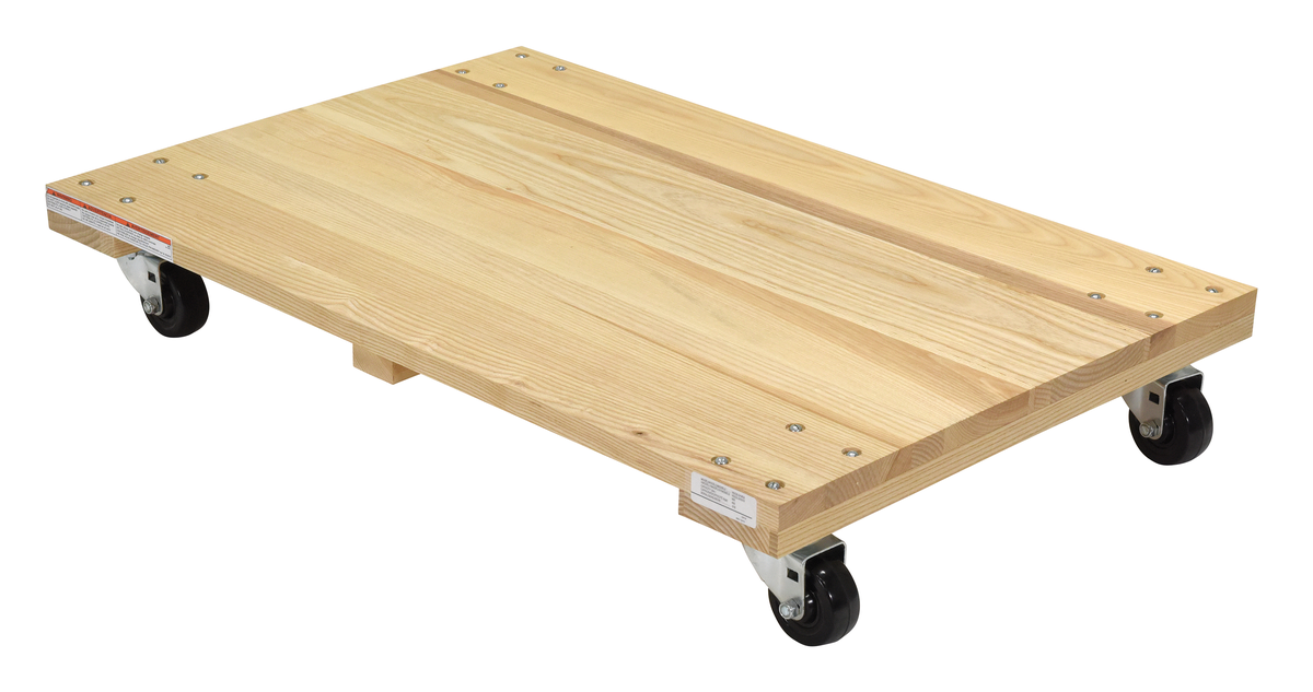 VESTIL HDOS-2436-9 Hardwood Dolly, Solid Deck, 900 Lb. Capacity, 24 Inch x 36 Inch Size | AG7UAH