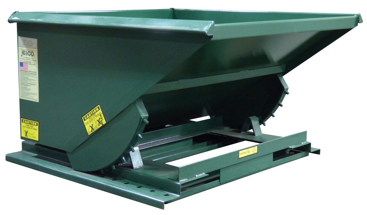 VESTIL HOP-150-LD Self Dumping Hopper, Light Duty, 1.5 cu. yd., 2000 Lb., Green, Steel | AG7UFN