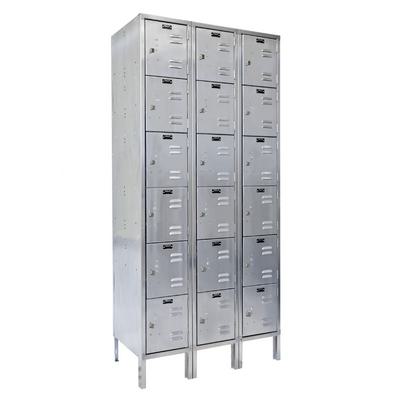 Stainless Steel Locker, 6 Rows, 3 Columns, 18 x 54 x 78 Inch Size