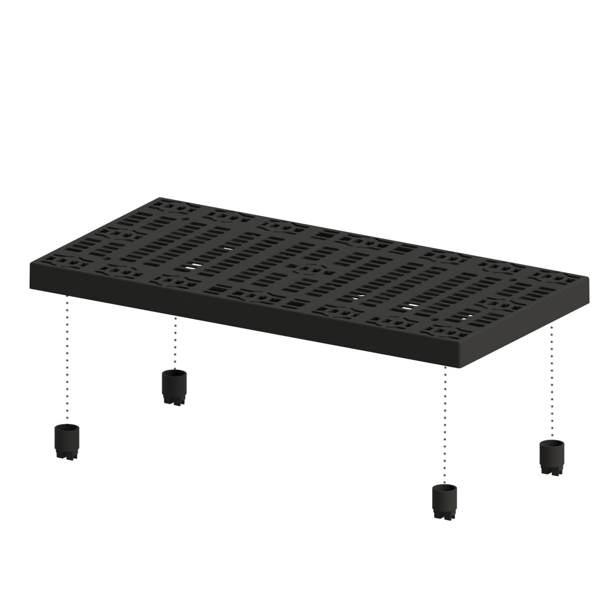 VESTIL P-2448-2.625-A Heavy Density Polyethylene Add-A-Level Add-On, 250 Lb. Capacity, Black | AG7WPC