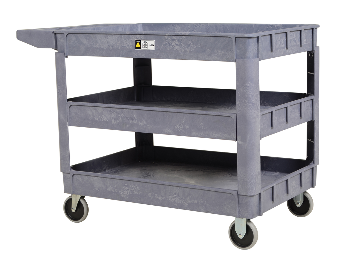 VESTIL PLSC-3-2436 Plastic Utility Cart, 3 Shelves, 24.5 x 36 Inch Size | AG7XFQ
