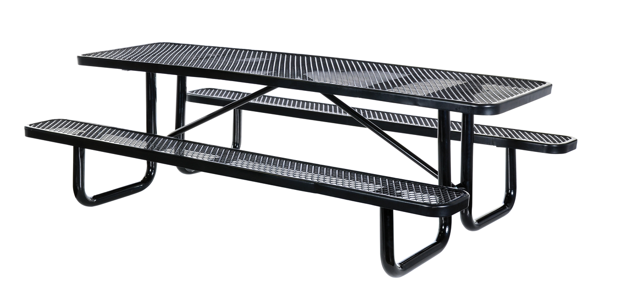 VESTIL PT-MX-3072-BK Rectangle Picnic Table, Metal, 72 Inch Size, Black | CE3ENY