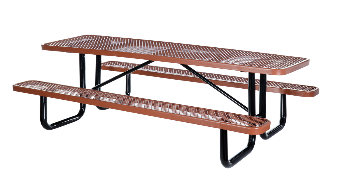 VESTIL PT-MX-3072-BN Rectangle Picnic Table, Metal, 72 Inch Size, Brown | CE3ENZ