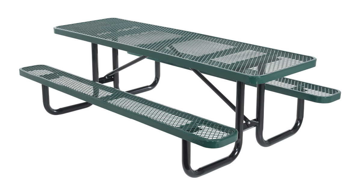 VESTIL PT-MX-3096-GN Rectangle Picnic Table, Metal, 96 Inch Size, Green | CE3EPD