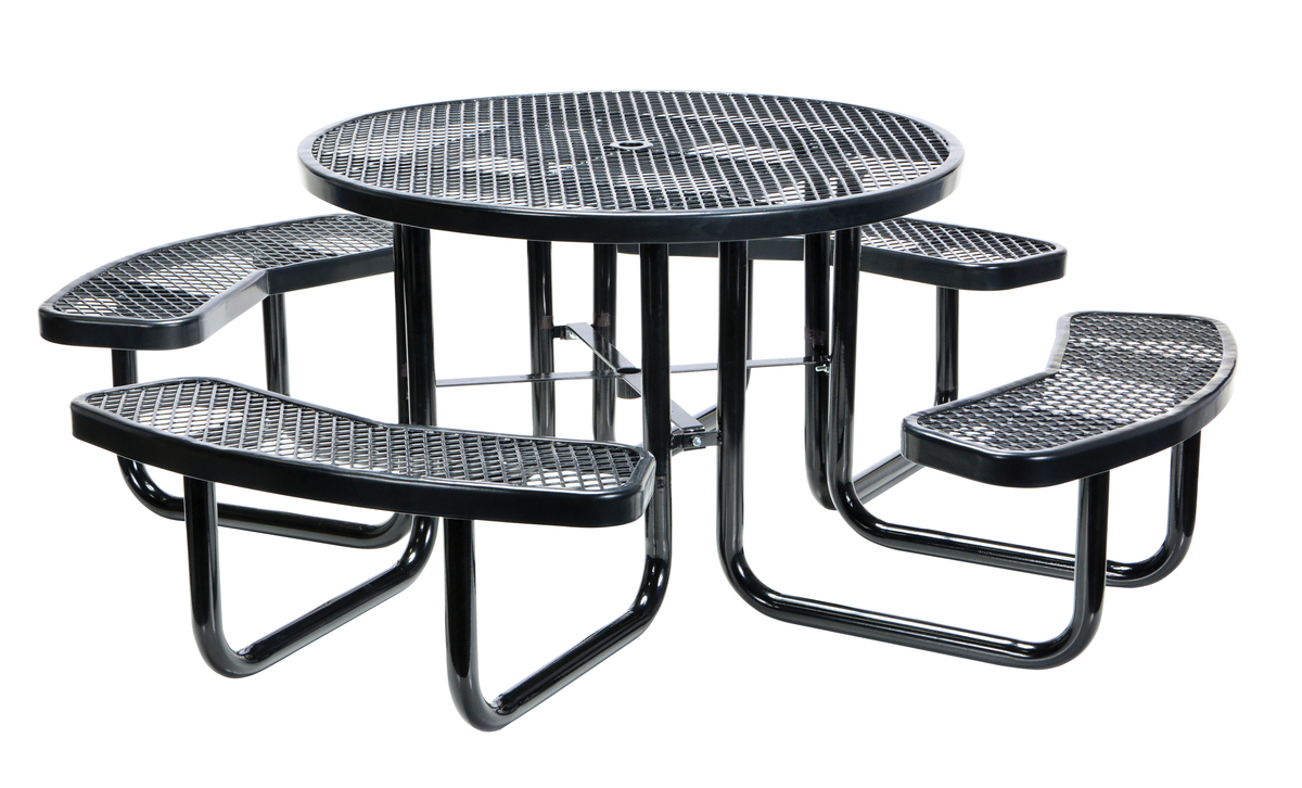 VESTIL PT-MX-RT-46-BK Round Picnic Table, Metal, 81-1/4 Inch Size, Black | CE3EPE