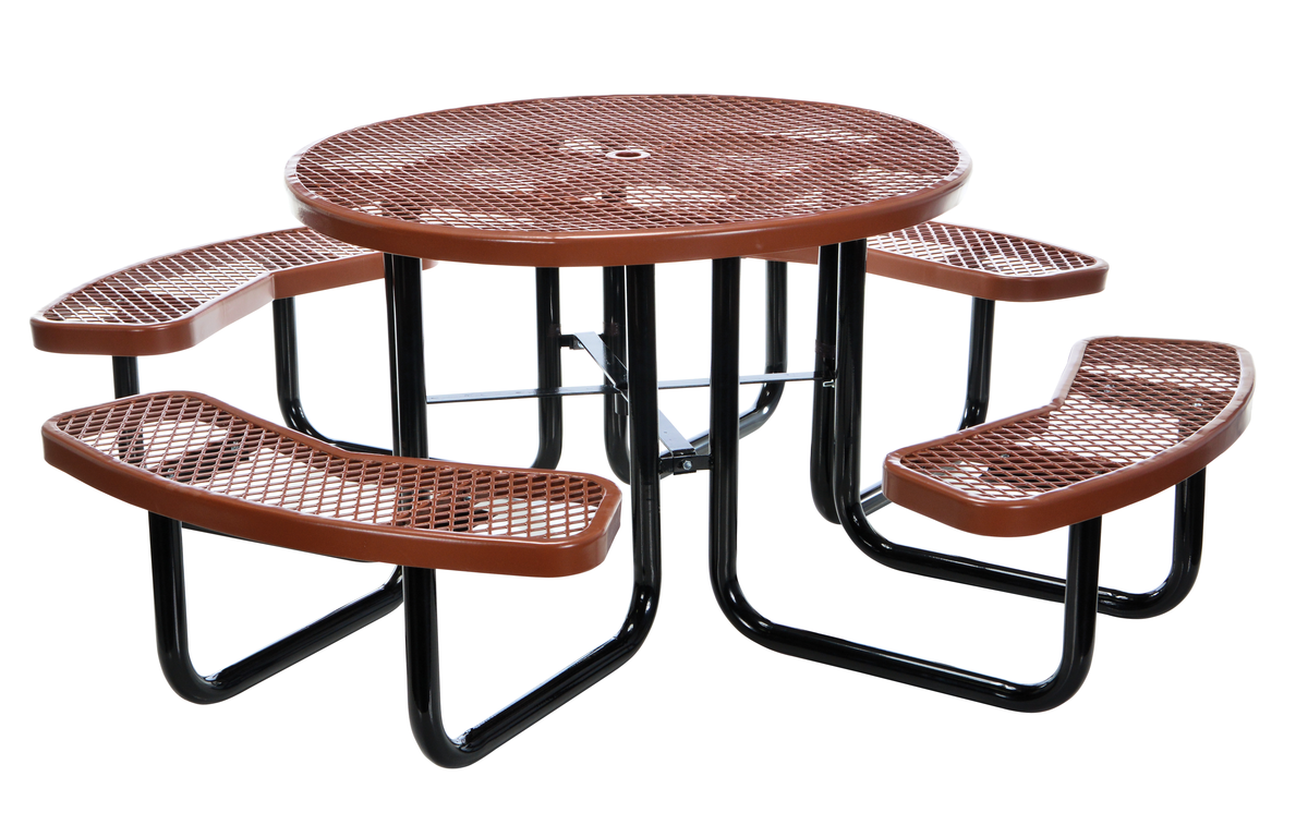 VESTIL PT-MX-RT-46-BN Round Picnic Table, Metal, 81-1/4 Inch Size, Brown | CE3EPF