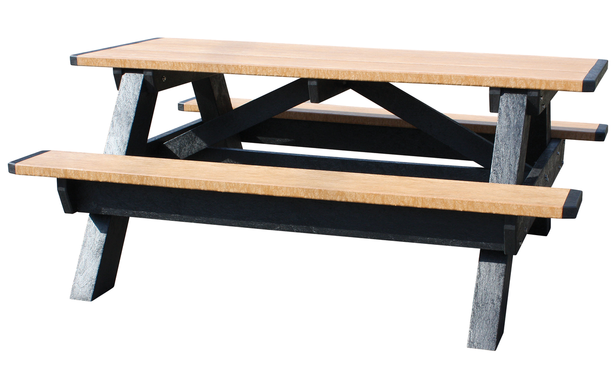 VESTIL PT-PAF-2872-BKCD Picnic Table, Rectangle, 72 Inch Size, Cedar Top/Seats | CE3EPL