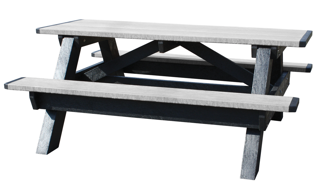 VESTIL PT-PAF-2872-BKGY Picnic Table, Rectangle, 72 Inch Size, Grey Top/Seats | CE3EPM