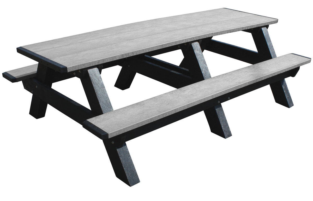 VESTIL PT-PAF-2896-BKGY Picnic Table, Rectangle, 96 Inch Size, Grey Top/Seats | CE3EPQ