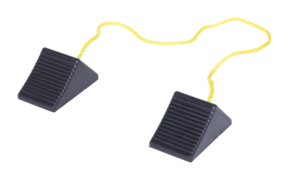VESTIL RWC-2-PR Wheel Chock With Rope, 8 x 58-1/2 x 4 Inch Size, Black, Molded Rubber | AG7YDP