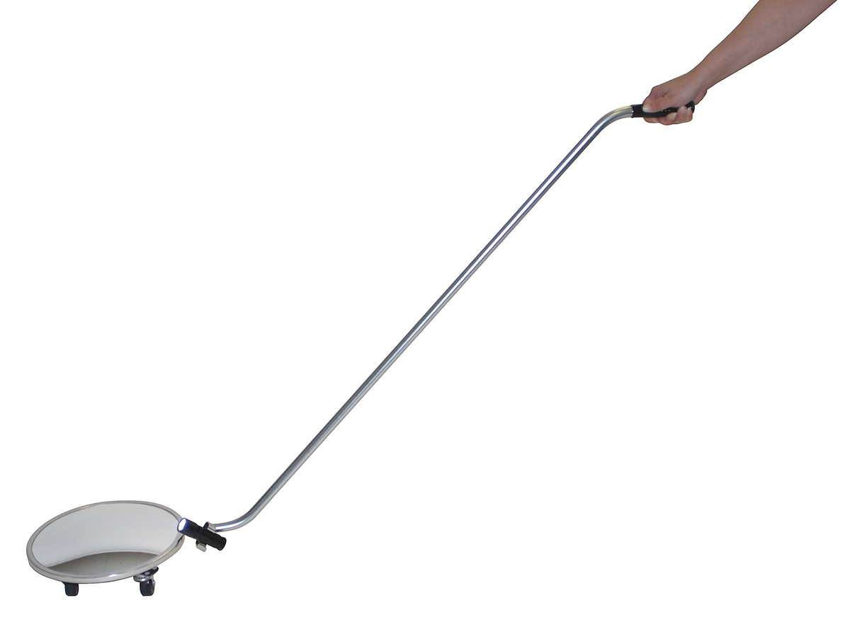 VESTIL SIM-12-WF Convex Inspection Mirror, with Wheel And Light | AG7YUX