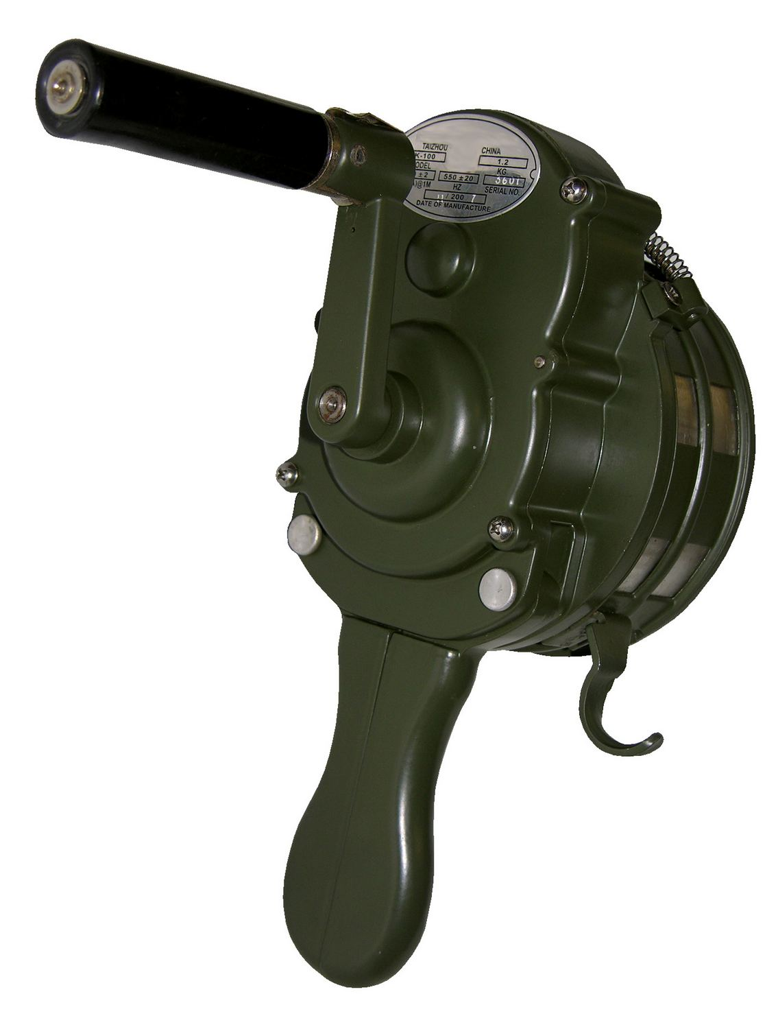 VESTIL SIREN-100-GN Steel Warning Siren Hand Crank, Army Green | AG7YVB