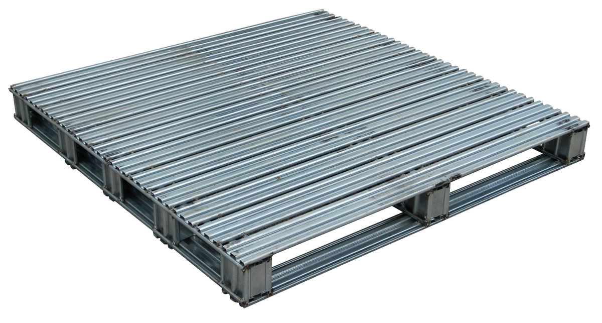 VESTIL SPL-4848 Galvanised Finished Steel Pallet, 48 x 48 Inch Size | AG7ZAW