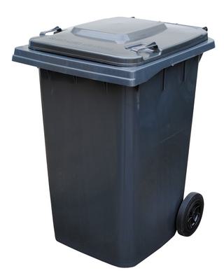 Grey Polyethylene Trash Can, 95 Gallon Capacity