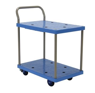 Plastic Truck, Double Deck, 18 x 24 Inch Size, 330 Lb. Capacity, Blue With Brake