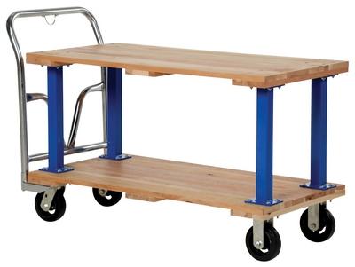 Double Deck Hardwood Platform Cart, 24 Inch x 48 Inch Size