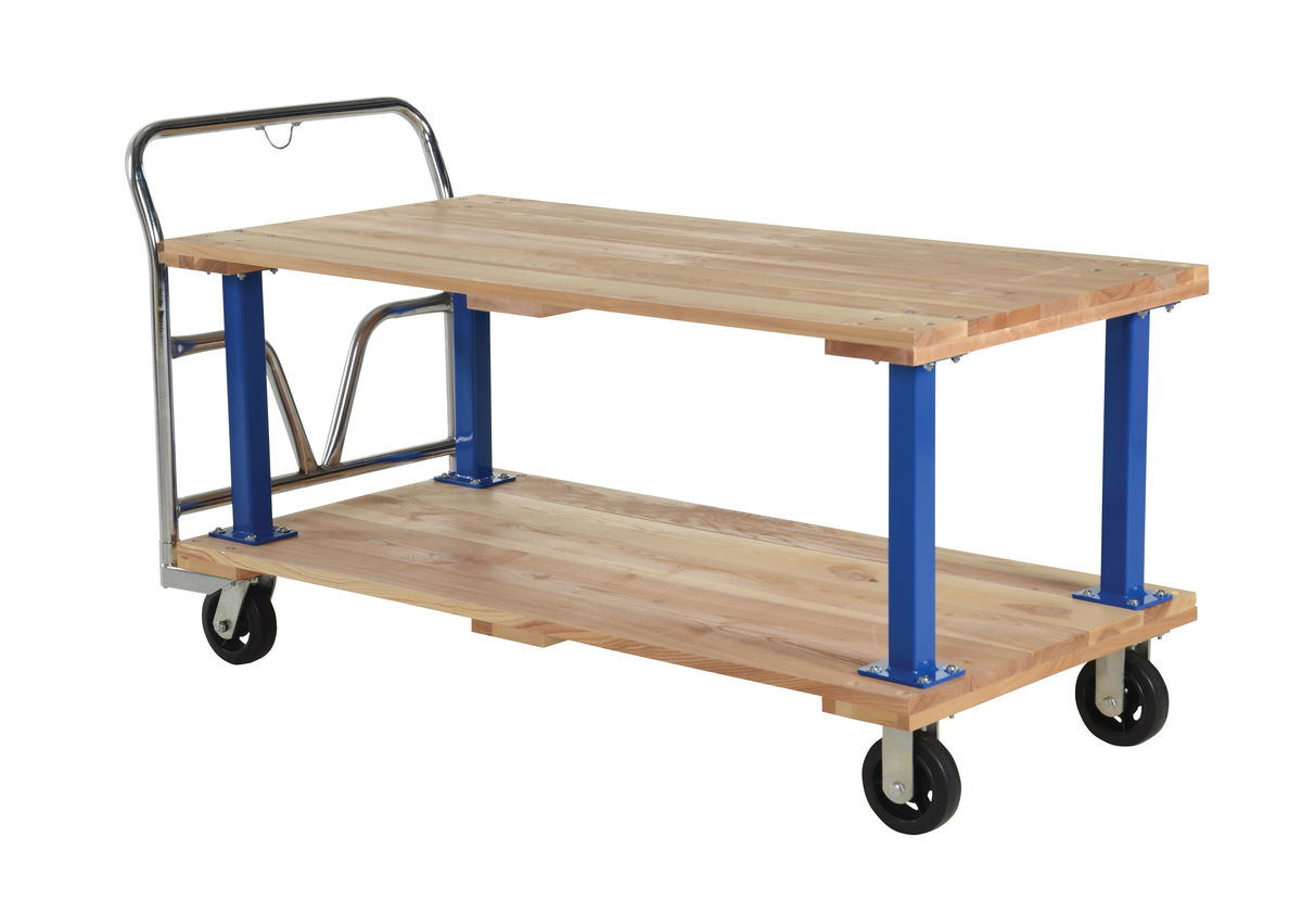 VESTIL VHPT/D-3060 Double Deck Hardwood Platform Cart, 30 Inch x 60 Inch Size | AG8BQE