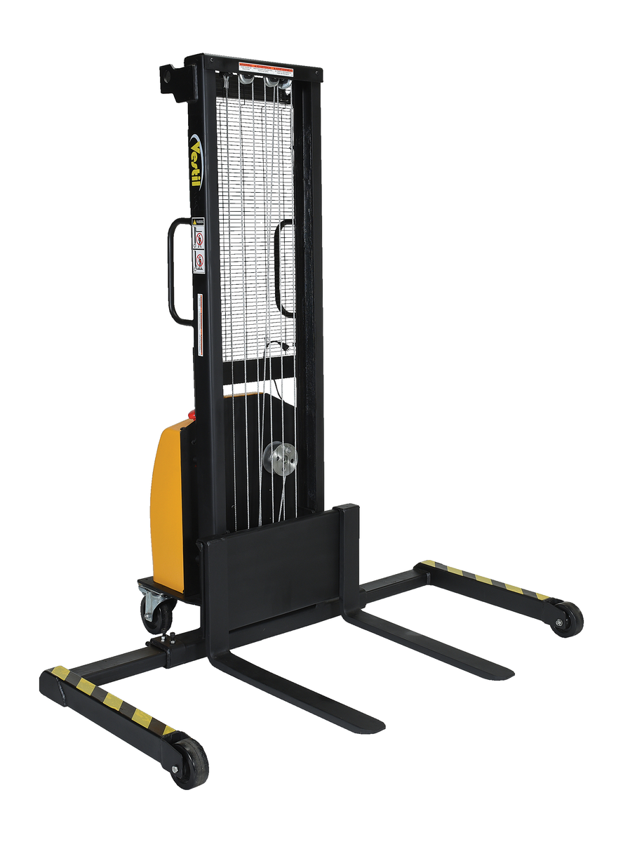 VESTIL VWS-770-AA-DC Stacker With Adjustable DC Powered Winch, 770 lb., Black/Yellow, Steel | AG8CCQ