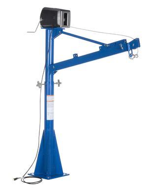 スチール製AC電源ジブクレーン、3-1/2～5-1/2フィートブーム、1500ポンド。容量、青