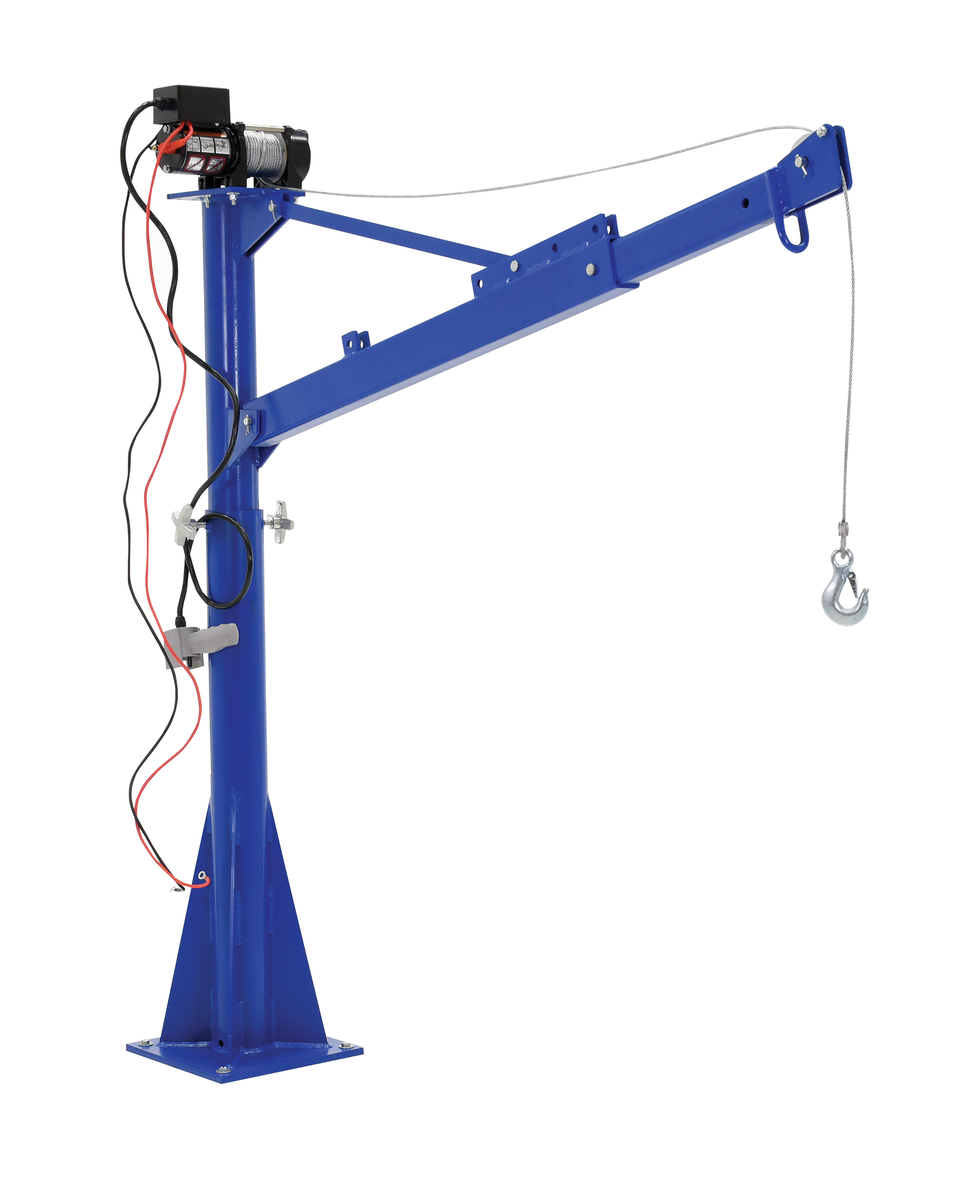 VESTIL WTJ-E-15-3-DC Steel DC Powered Jib Crane, 3-1/2 to 5-1/2 Feet Boom, 1500 Lb. Capacity, Blue | AE2RDL 4ZB22
