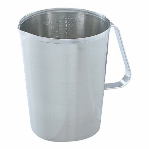 Graduated Measure, 2 qt., Stainless Steel, Gray