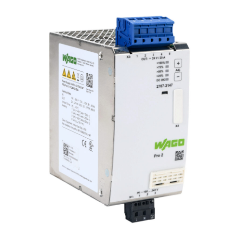 Switching Power Supply, 24 VDC At 20A/480W, 120/240 VAC Nominal Input, 1-Phase, Enclosed