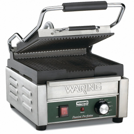 Compact Panini Grill, Single Press, Panini Plate, Cast Iron, 9 3/4 Inch Cooking Surface Wd