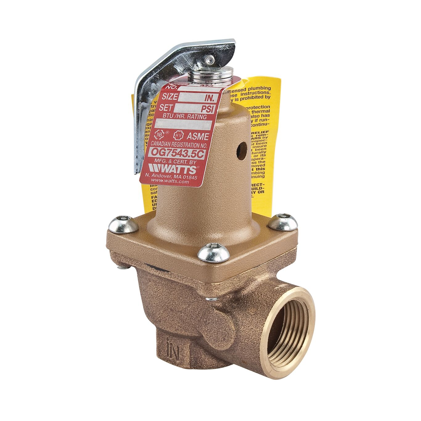 WATTS 0121499 Pressure Safety Relief Valve, 1 Inch Size, 100 psi | CJ3BHN 161Z97