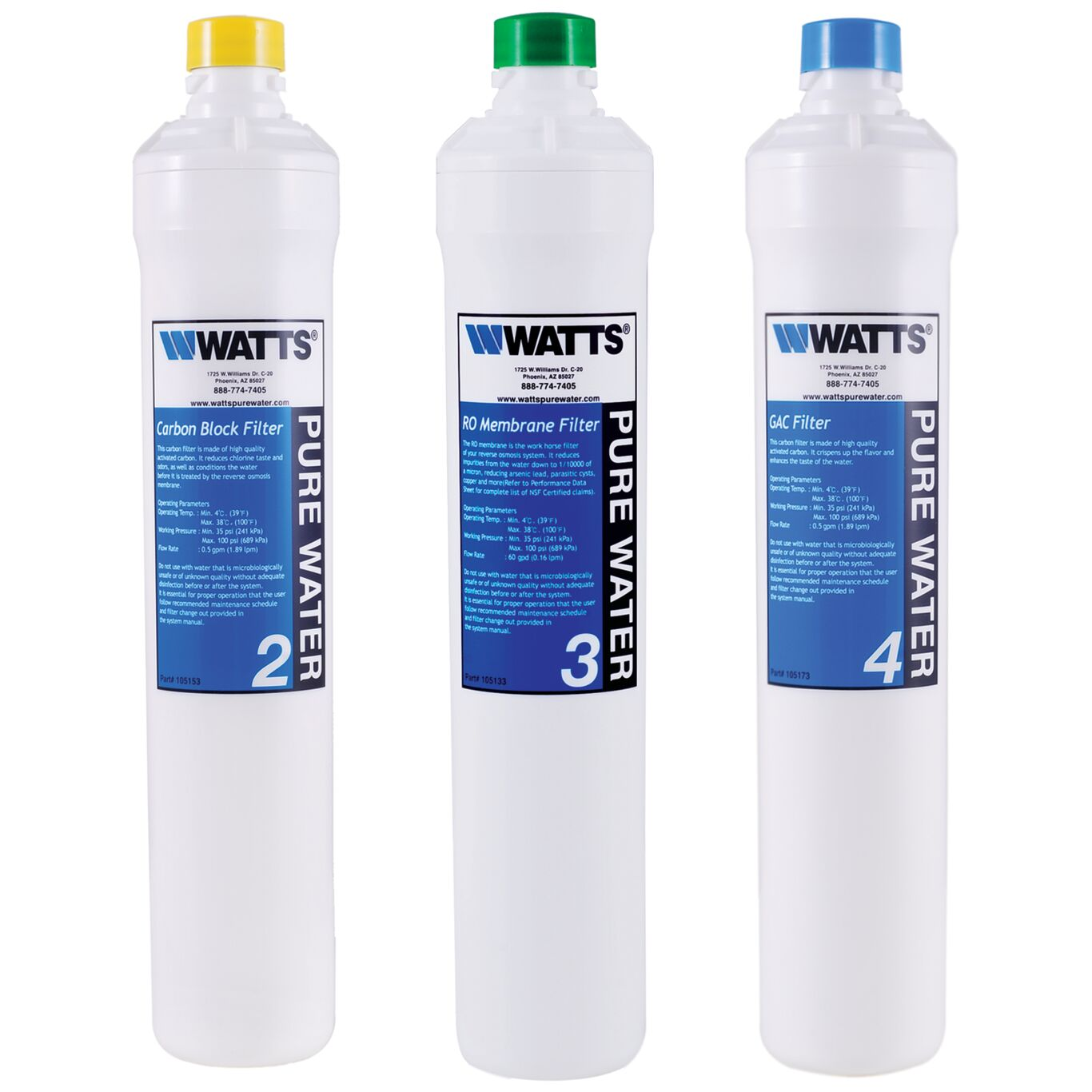 WATTS PWFPKKCZW Zero Waste Reverse Osmosis Replacement Filter Kit, 13 Inch Size | BP7UQE 7100119