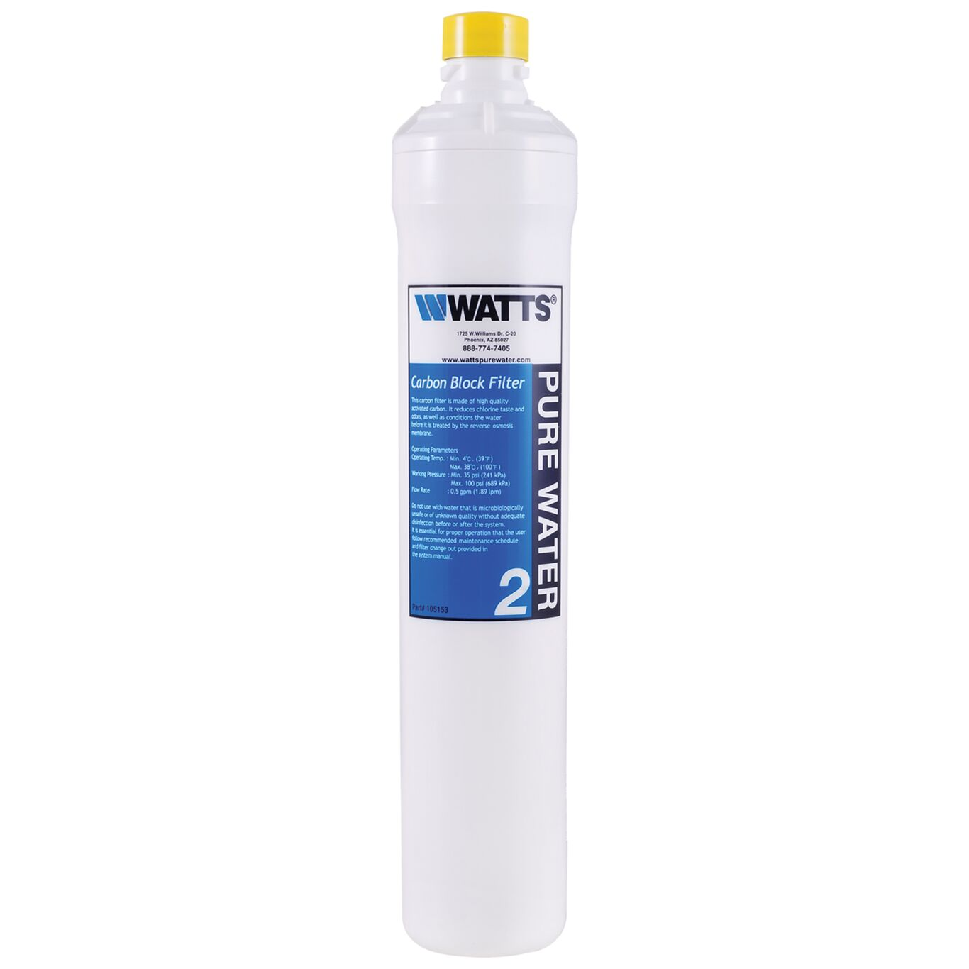 WATTS PWKCCB13 Carbon Block Cartridge, 13 Inch Size | BP7UTK 7100109