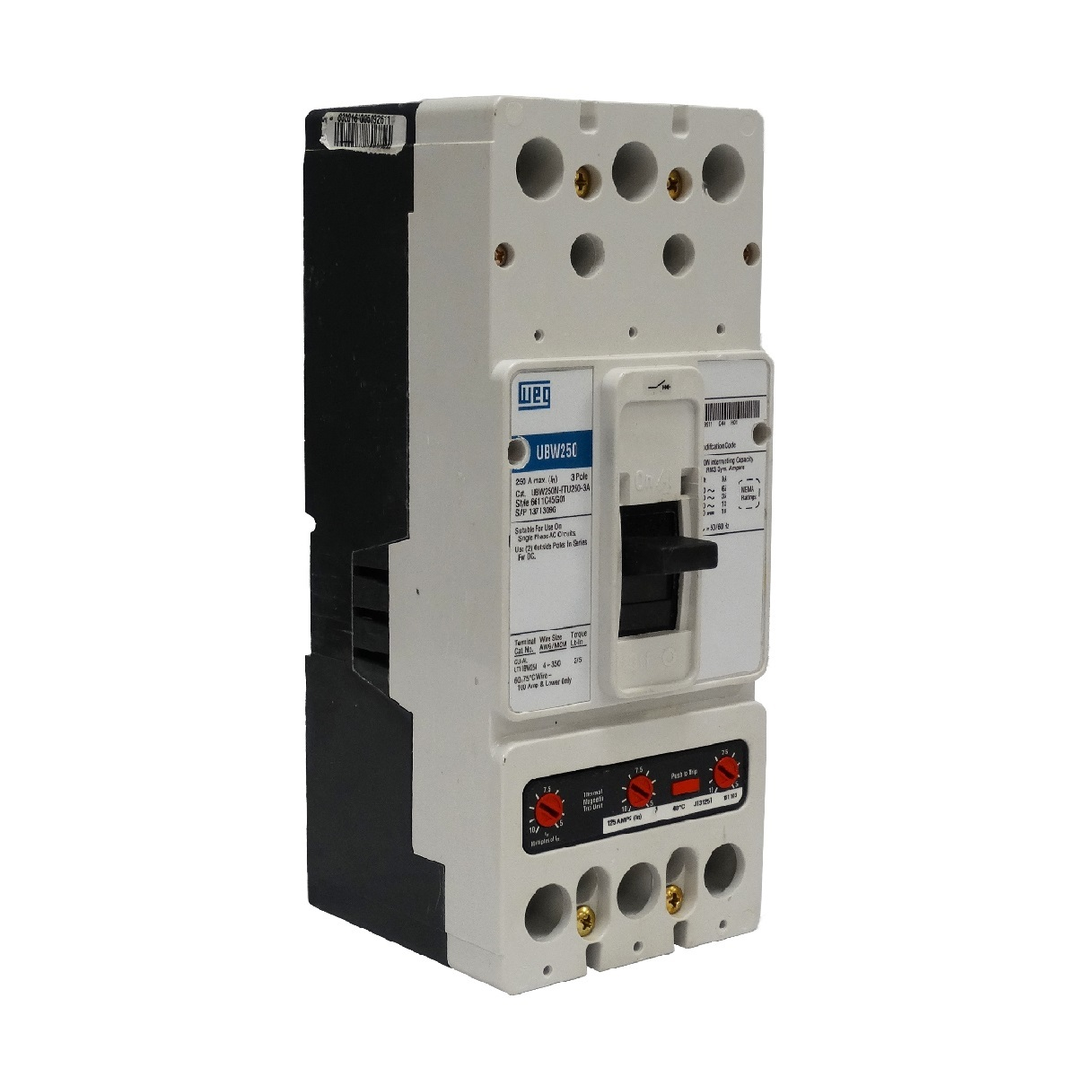 WEG UBW250N-FTU250-3A Molded Case Circuit Breaker, 250A | BD3RKD