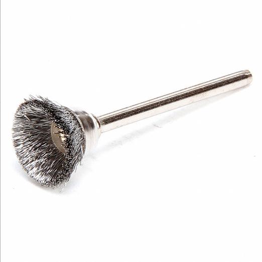 Miniature Cup Brush, 5/8 Inch Brush Dia., No Arbor Hole Size, 1/8 Inch Abrasive Shank Size