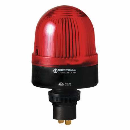 Beacon Warning Light, Red, Xenon, 115VAC, 50000 hr Lamp Life, Dome, 2 23/32 Inch Height