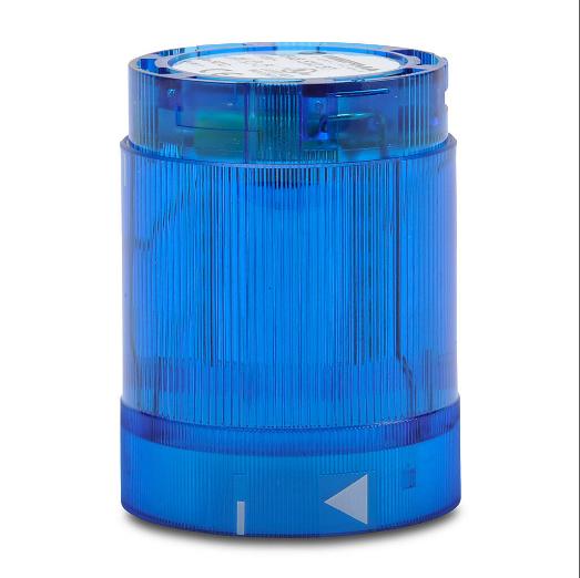 Lyselement, 50 mm diameter, blå, blinkende lysfunktion, 115 VAC, farvet linse, IP54