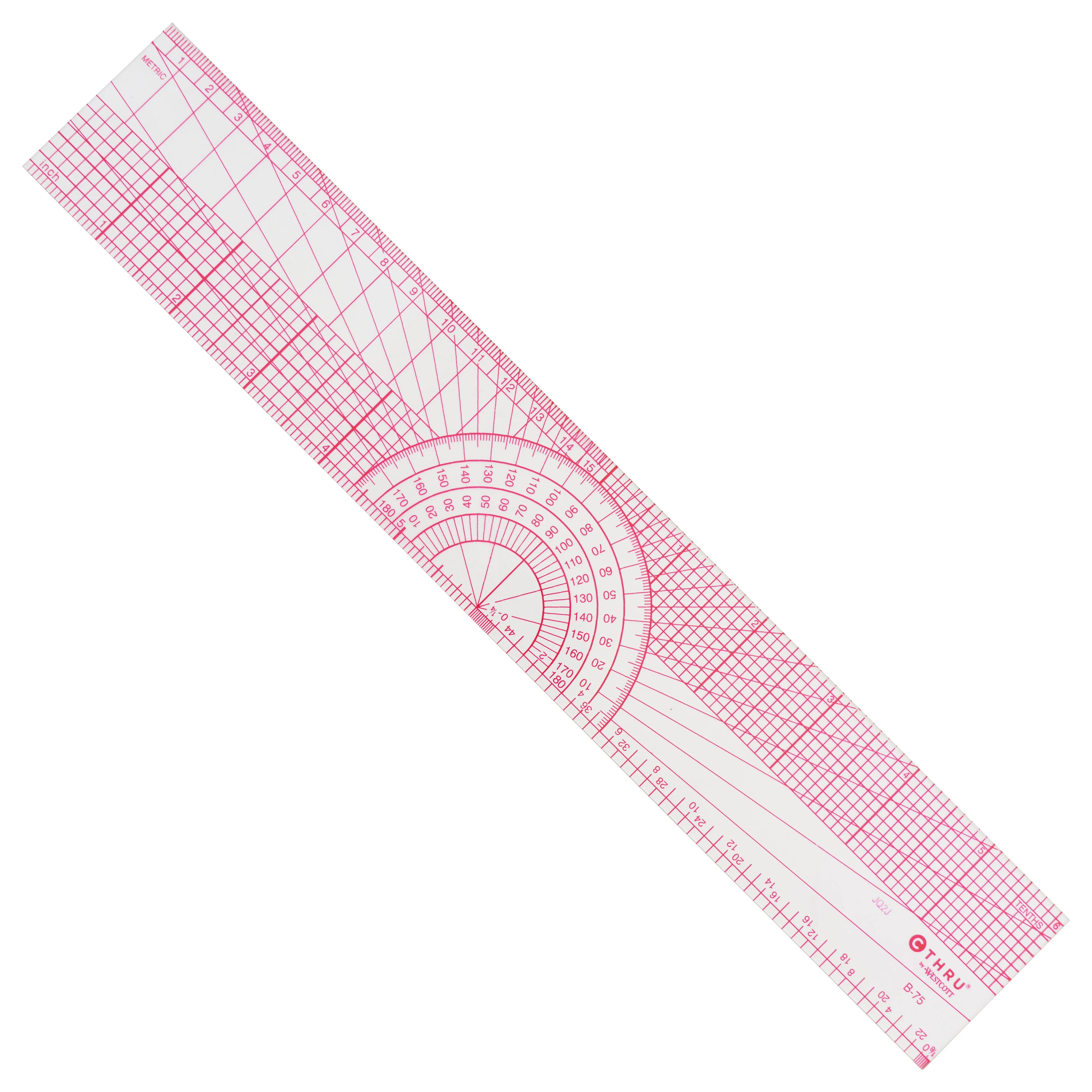 Protractors, 12 Inch Beveled Protractor Ruler