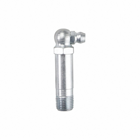 Grease Fitting, 1/8 27 Fitting Thread Size, 90 Deg Fitting Head Angle, PTF, Steel
