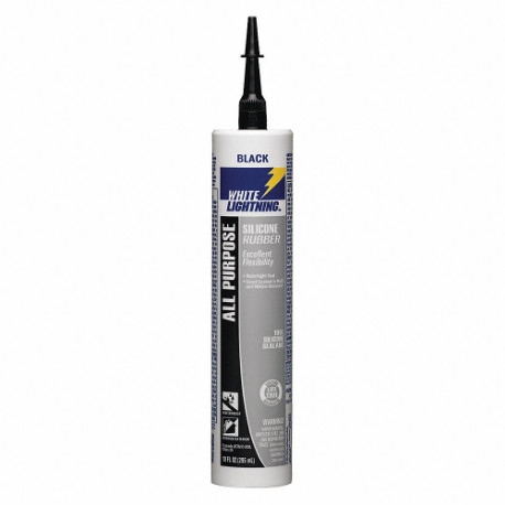 Sellador de silicona, caucho de silicona, negro, 10 oz, tubo, rango de alargamiento del 501 % o más