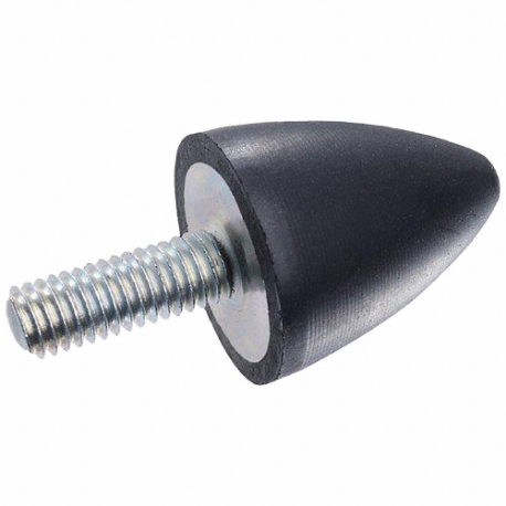 Vibration/Shock Absorption Mount, Conical, Stud, M5, Steel, 0.39 Inch Dia