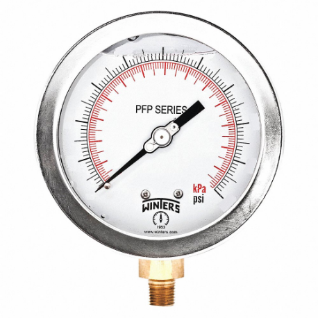 Đồng hồ đo áp suất công nghiệp, 0 đến 600 PSI, chứa đầy chất lỏng, màu trắng phát sáng