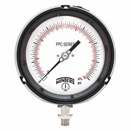 Process Pressure Gauge, Reflective White, 0 To 600 Psi, 4 1/2 Inch DiaL, Field-Fillable