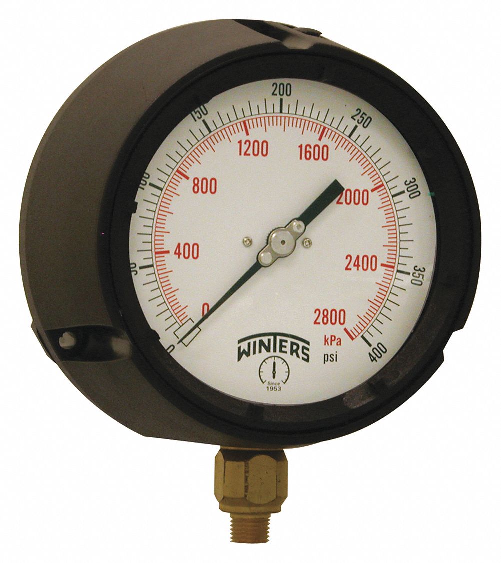 Manómetro, rango de 0 a 400 psi, 1/4 MNPT, precisión del manómetro de +/-0.5 %