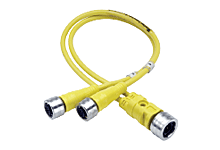 In-Line Splitter, 3 Pole Female to 4 Pole Male 90 Deg, 2.0m Length, PVC Cable