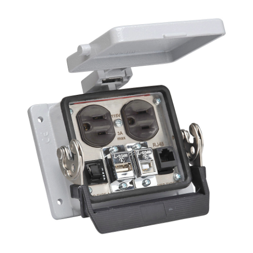 Panel Interface Connector, Duplex 120 VAC Outlet, Rj45 Ethernet Port