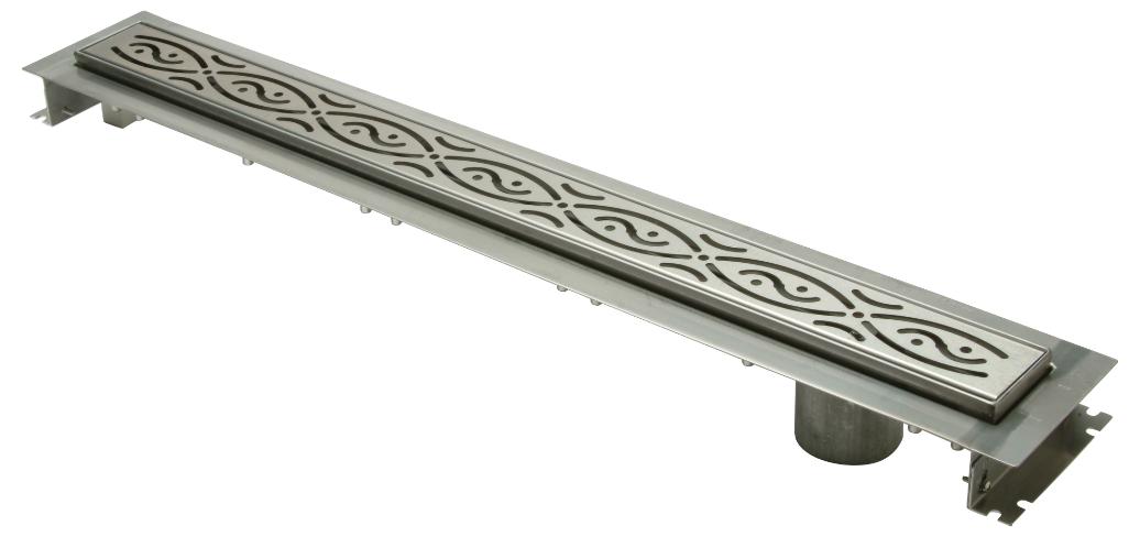 Stainless Streel Trench Drain System With Serenity Grate and No-Hub Bottom End Outlet